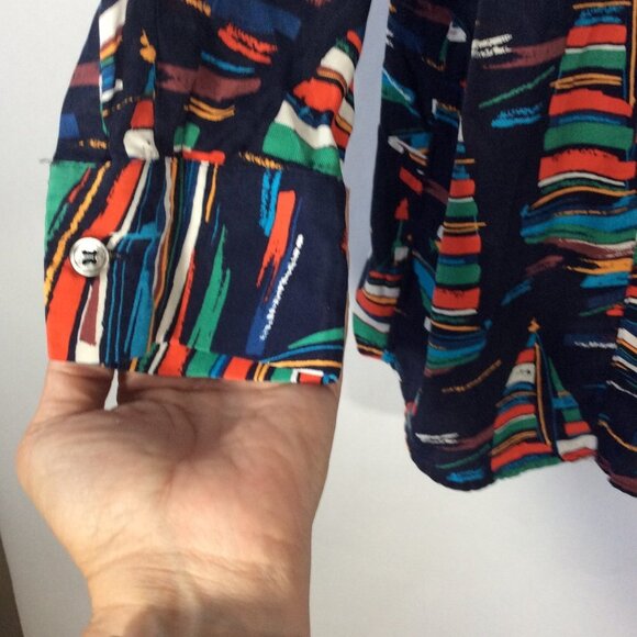 Soft Surroundings Sail Away Boat Shirt Size Large Colorful Button Down Blouse - Picture 6 of 8